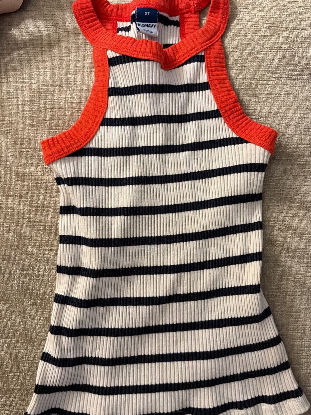 Old Navy Navy Stripe Tank with Bright Red Trim